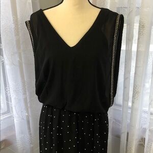 🎄Black collection  v neck beaded design dress SZ M